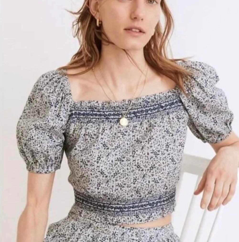 Madewell Jeanette Blouse Top Florentine Floral 4X Plus Crop Women’s